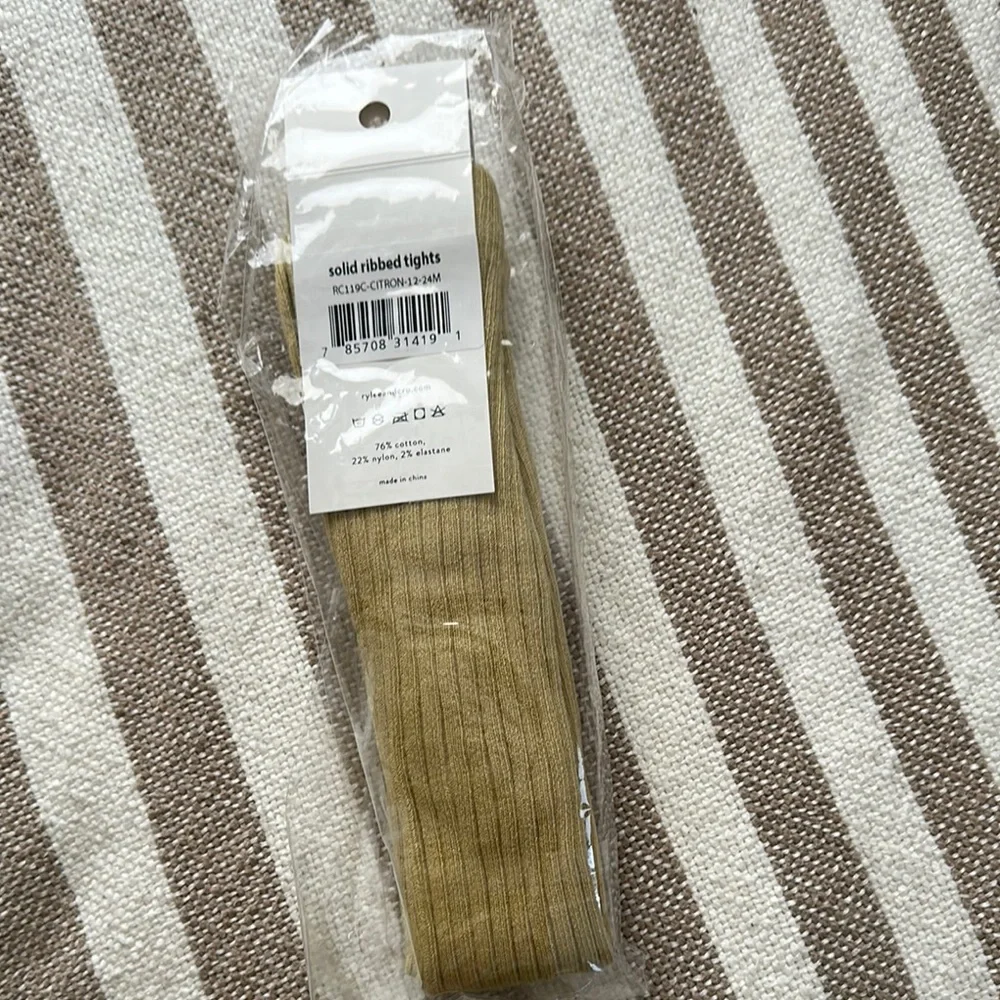 Rylee + Cru Solid Ribbed Tights in Citron